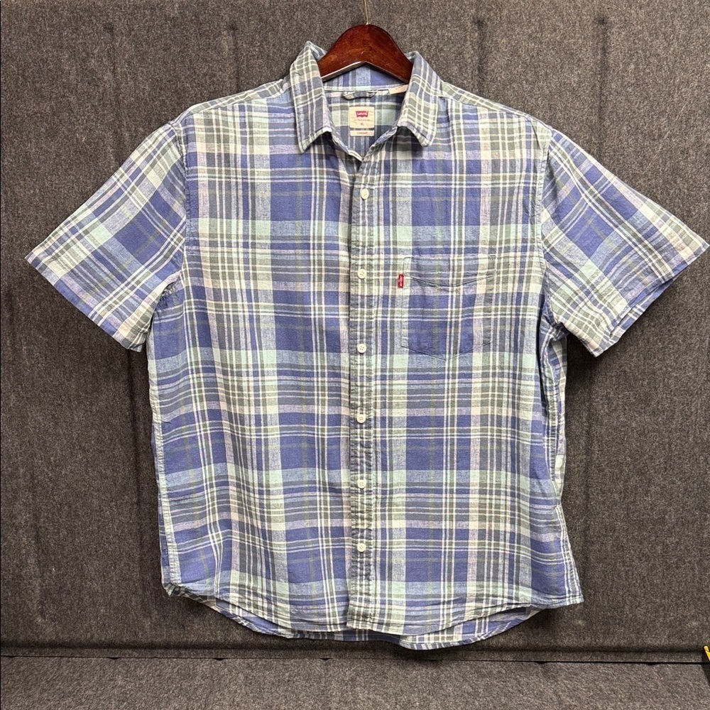 Levi's Casual Blue and White Plaid Shirt
